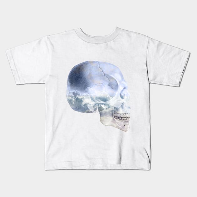 Head/Skull In The Clouds Kids T-Shirt by SunDaze